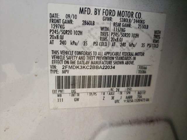 Photo 10 from auction – 2011 FORD EDGE LIMIT with VIN 2FMDK3KC2BBA22034