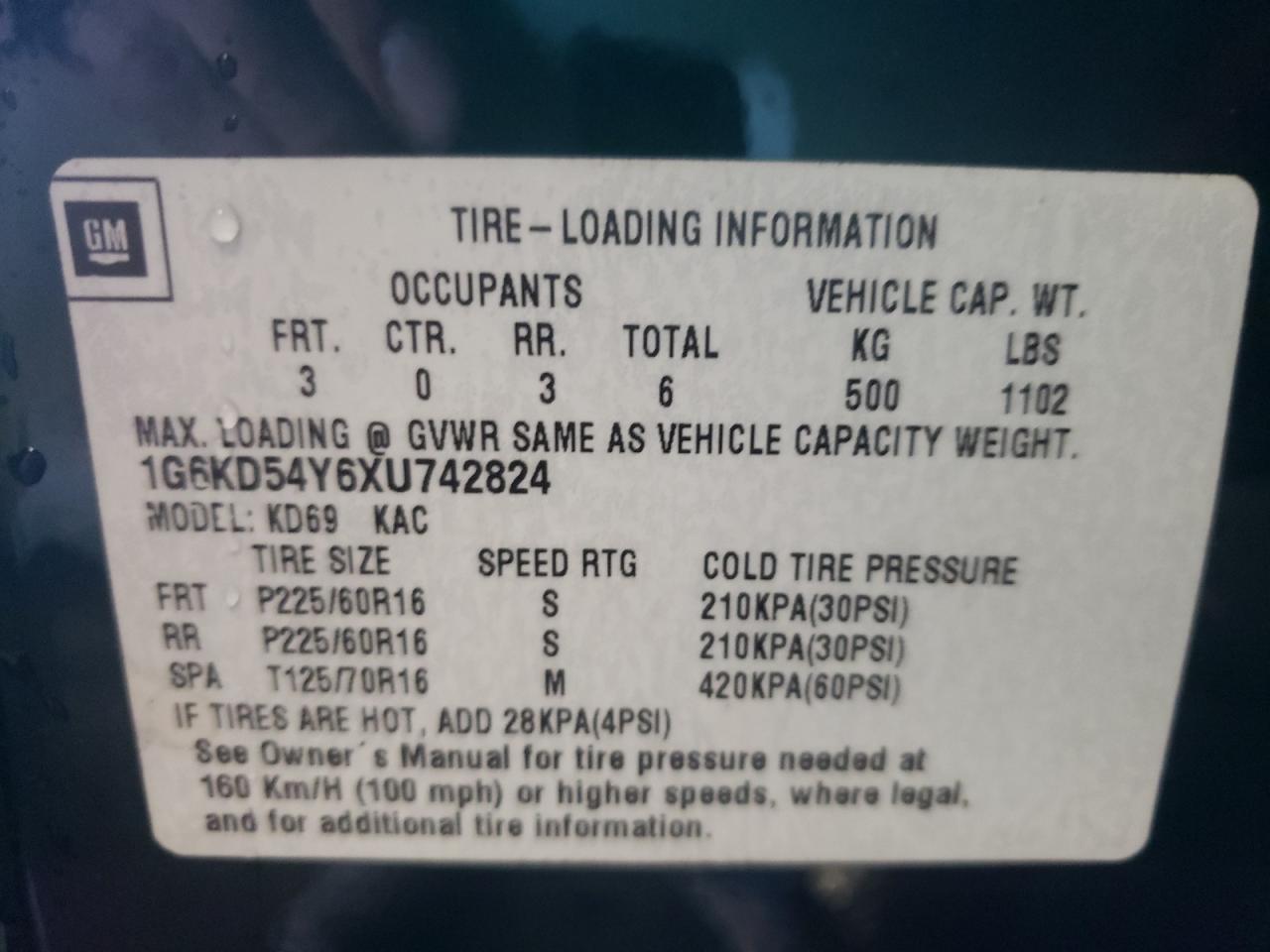 Photo 10 from auction – 1999 CADILLAC DEVILLE with VIN 1G6KD54Y6XU742824