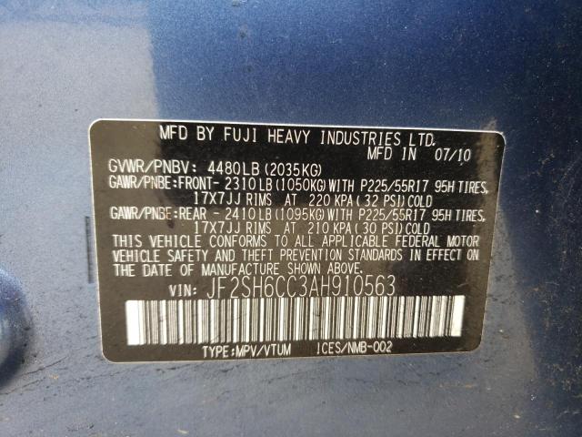 Photo 10 from auction – 2010 SUBARU FORESTER 2 with VIN JF2SH6CC3AH910563