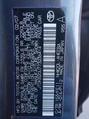 Photo 10 from auction – 2007 TOYOTA PRIUS with VIN JTDKB20U773236414