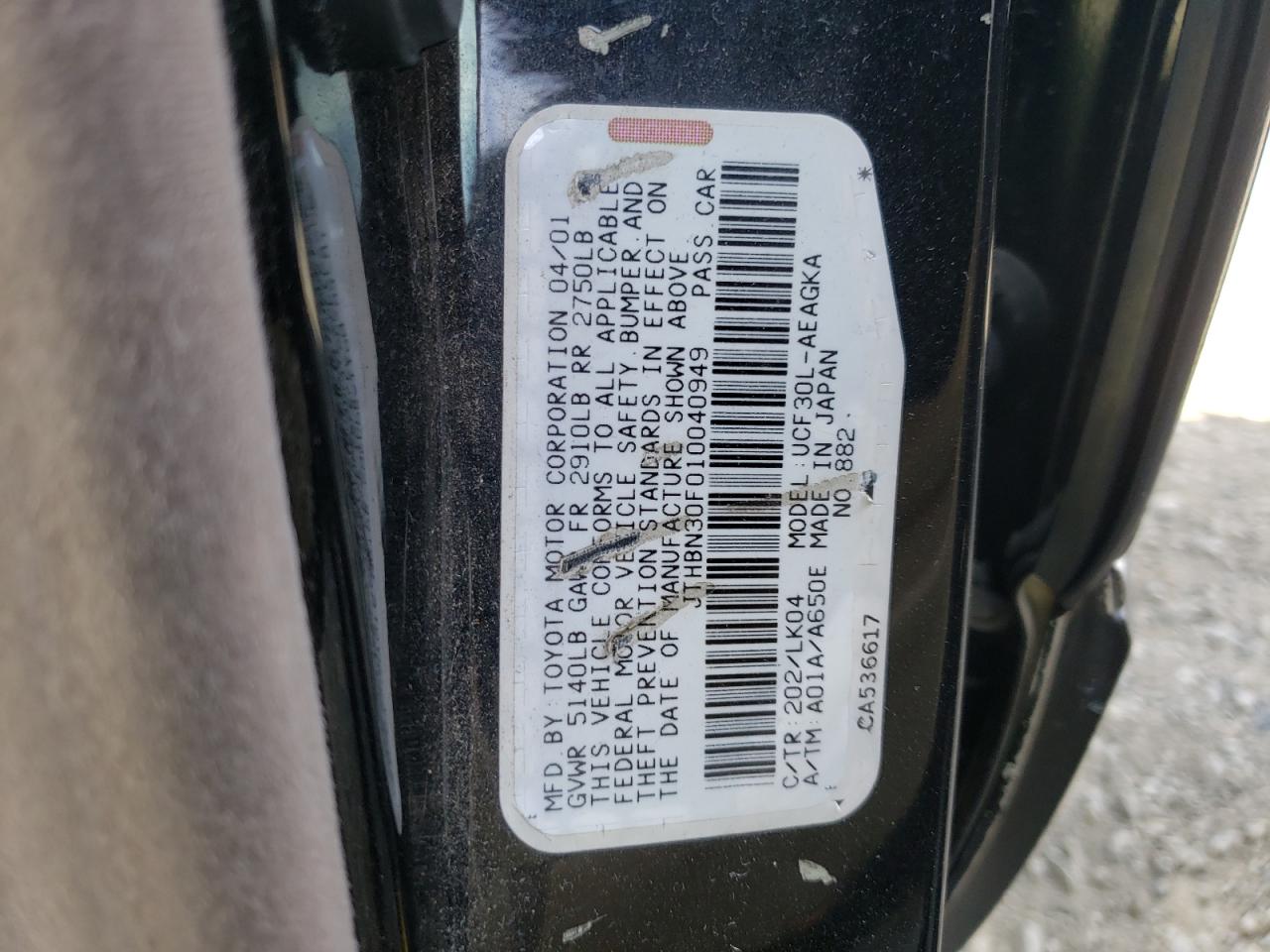 Photo 10 from auction – 2001 LEXUS LS 430 with VIN JTHBN30F010040949