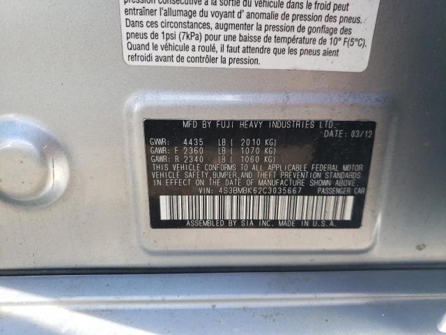 Photo 10 from auction – 2012 SUBARU LEGACY 2.5 with VIN 4S3BMBK62C3035667