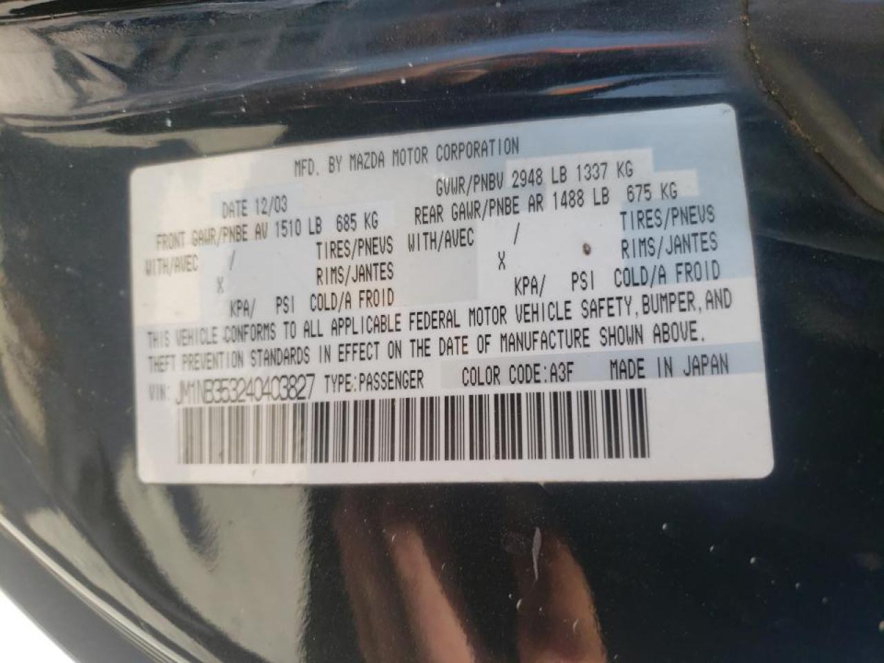 Photo 20 from auction – 2004 MAZDA MX-5 MIATA with VIN JM1NB353240403827