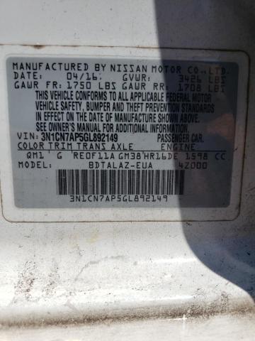 Photo 10 from auction – 2016 NISSAN VERSA S with VIN 3N1CN7AP5GL892149