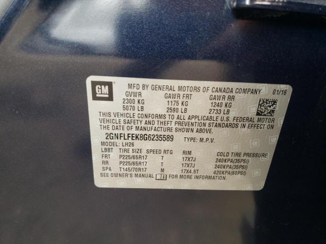 Photo 10 from auction – 2016 CHEVROLET EQUINOX LT with VIN 2GNFLFEK8G6235589