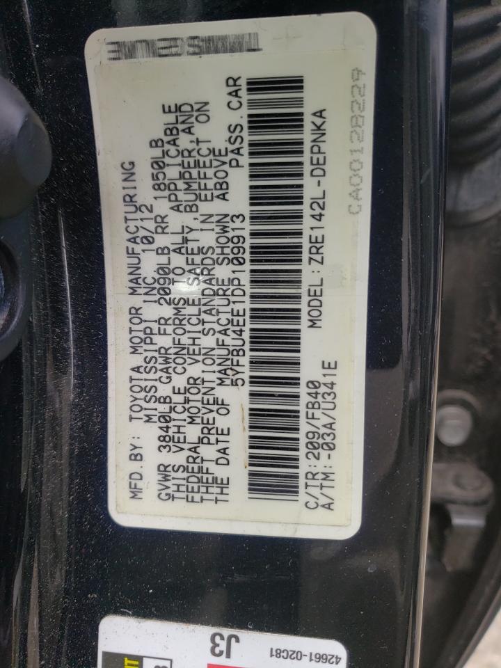 Photo 10 from auction – 2013 TOYOTA COROLLA BA with VIN 5YFBU4EE1DP109913
