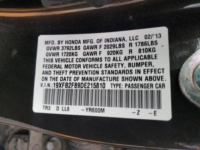 Photo 10 from auction – 2013 HONDA CIVIC EX with VIN 19XFB2F89DE215810