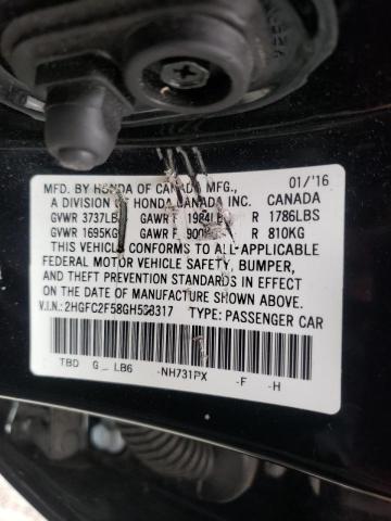 Photo 10 from auction – 2016 HONDA CIVIC LX with VIN 2HGFC2F58GH533317