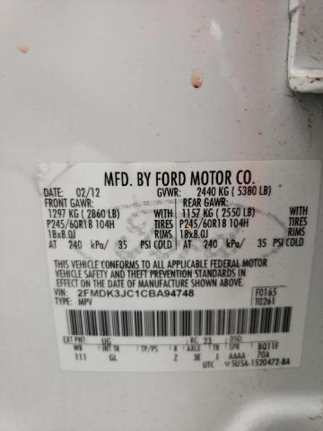 Photo 10 from auction – 2012 FORD EDGE SEL with VIN 2FMDK3JC1CBA94748