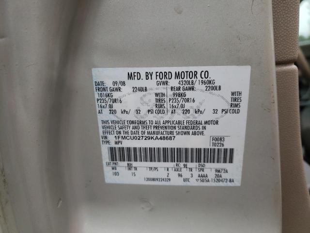 Photo 10 from auction – 2009 FORD ESCAPE XLS with VIN 1FMCU02729KA48687