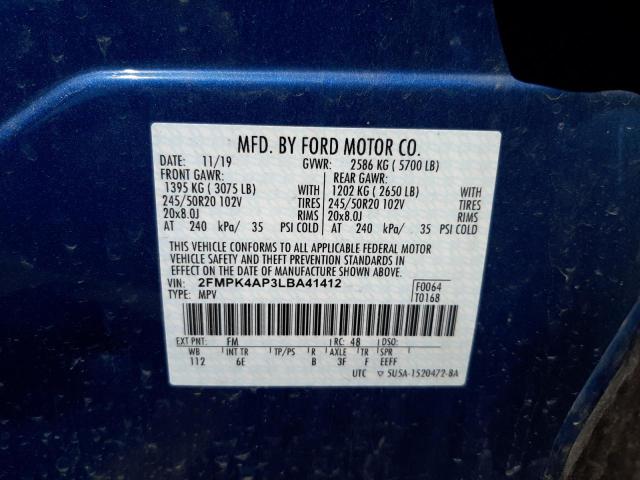Photo 10 from auction – 2020 FORD EDGE ST with VIN 2FMPK4AP3LBA41412