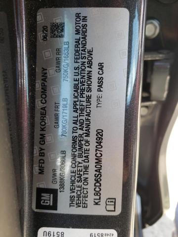 Photo 10 from auction – 2021 CHEVROLET SPARK 1LT with VIN KL8CD6SA0MC704920