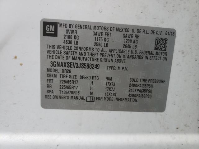 Photo 10 from auction – 2018 CHEVROLET EQUINOX LT with VIN 3GNAXSEV3JS588249