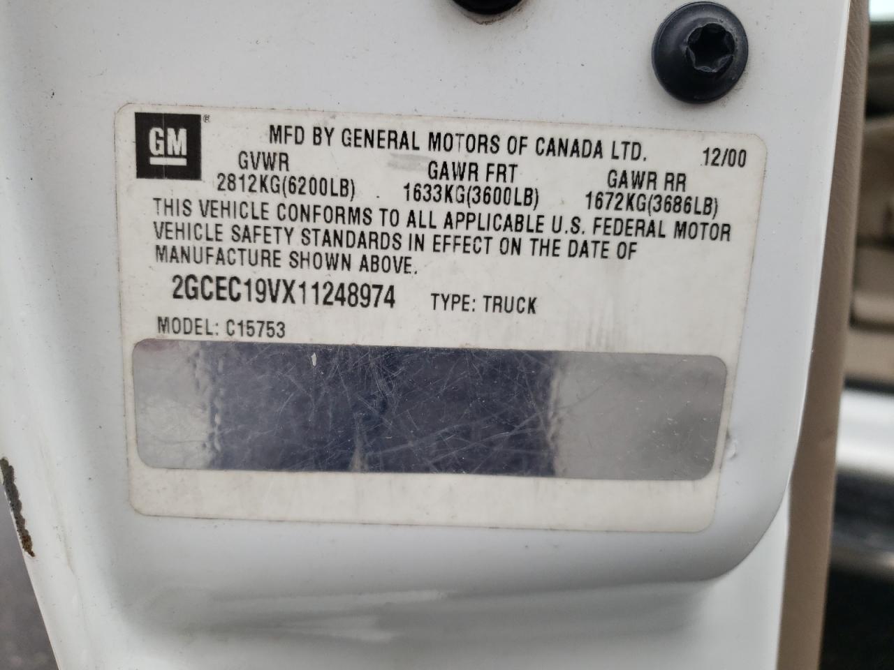 Photo 10 from auction – 2001 CHEVROLET SILVERADO with VIN 2GCEC19VX11248974