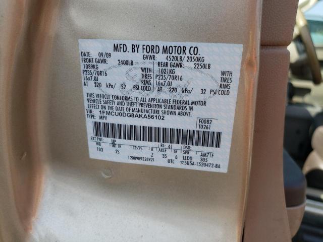 Photo 10 from auction – 2010 FORD ESCAPE XLT with VIN 1FMCU0DG8AKA56102