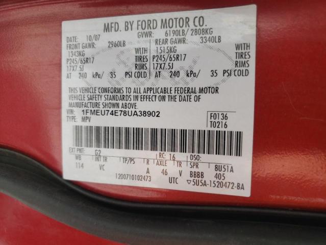 Photo 10 from auction – 2008 FORD EXPLORER E with VIN 1FMEU74E78UA38902
