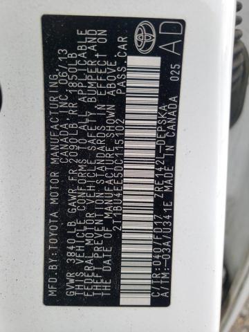 Photo 10 from auction – 2013 TOYOTA COROLLA with VIN 2T1BU4EE5DC115102