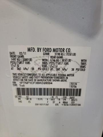 Photo 10 from auction – 2011 FORD F150 with VIN 1FTNF1CF3BKD28594