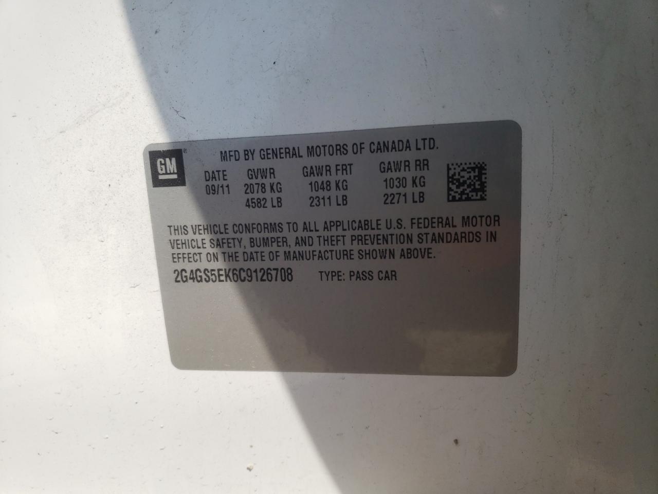 Photo 10 from auction – 2012 BUICK REGAL PREM with VIN 2G4GS5EK6C9126708