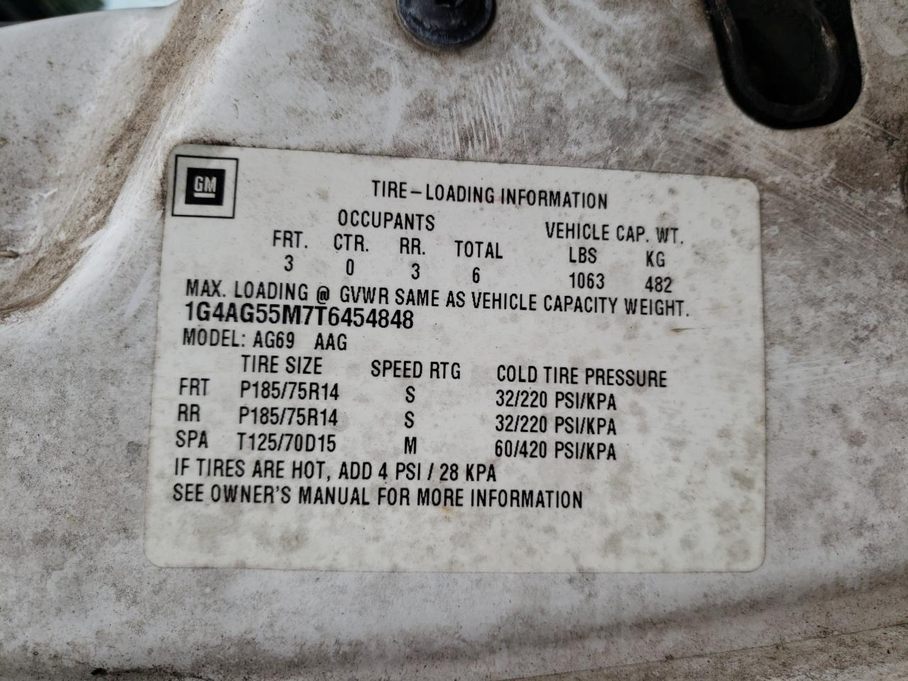 Photo 10 from auction – 1996 BUICK CENTURY SP with VIN 1G4AG55M7T6454848