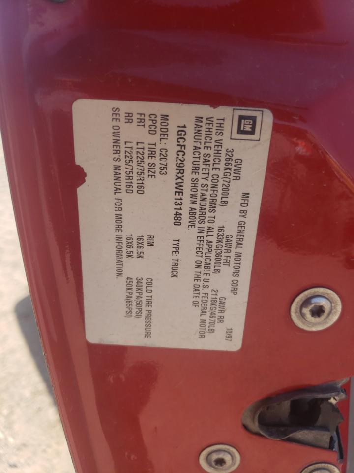 Photo 10 from auction – 1998 CHEVROLET GMT-400 C2 with VIN 1GCFC29RXWE131480