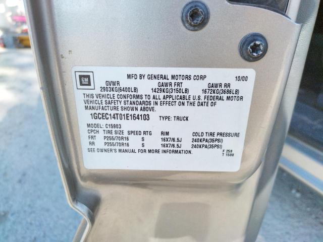 Photo 10 from auction – 2001 CHEVROLET SILVERADO with VIN 1GCEC14T01E164103