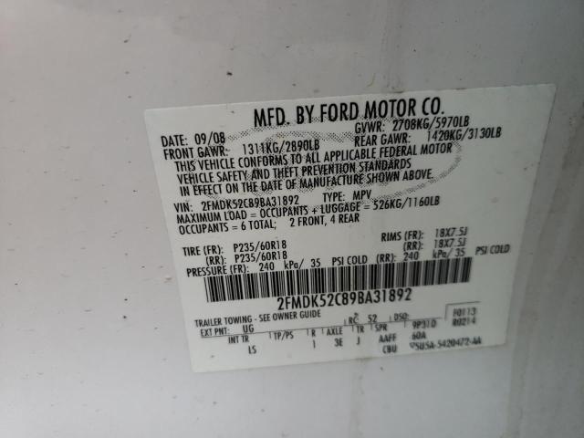 Photo 10 from auction – 2009 FORD FLEX SEL with VIN 2FMDK52C89BA31892
