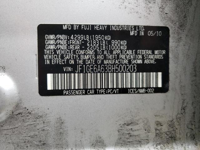 Photo 10 from auction – 2011 SUBARU IMPREZA 2. with VIN JF1GE6A63BH500203