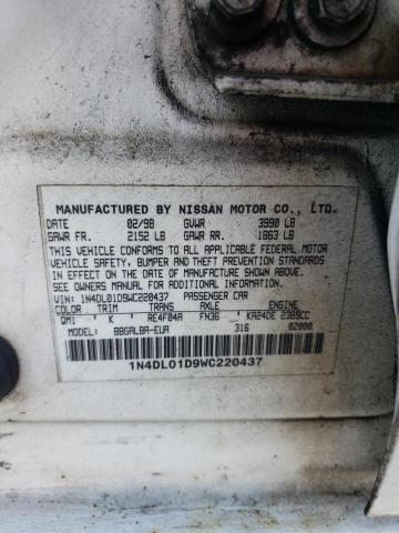 Photo 10 from auction – 1998 NISSAN ALTIMA XE with VIN 1N4DL01D9WC220437