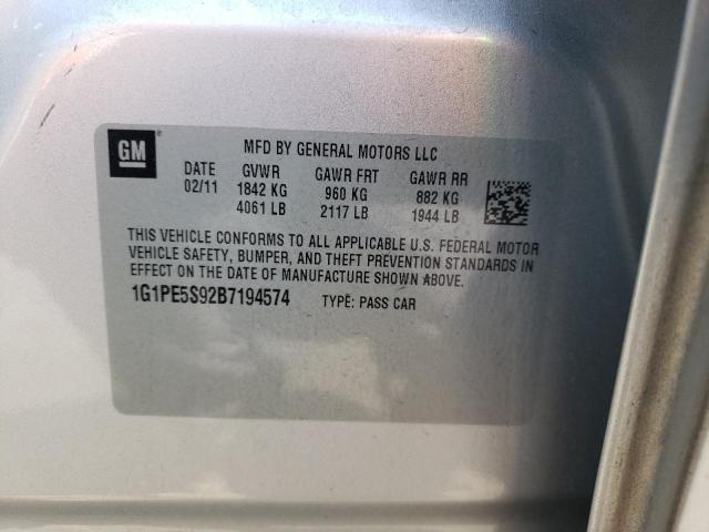 Photo 10 from auction – 2011 CHEVROLET CRUZE LT with VIN 1G1PE5S92B7194574
