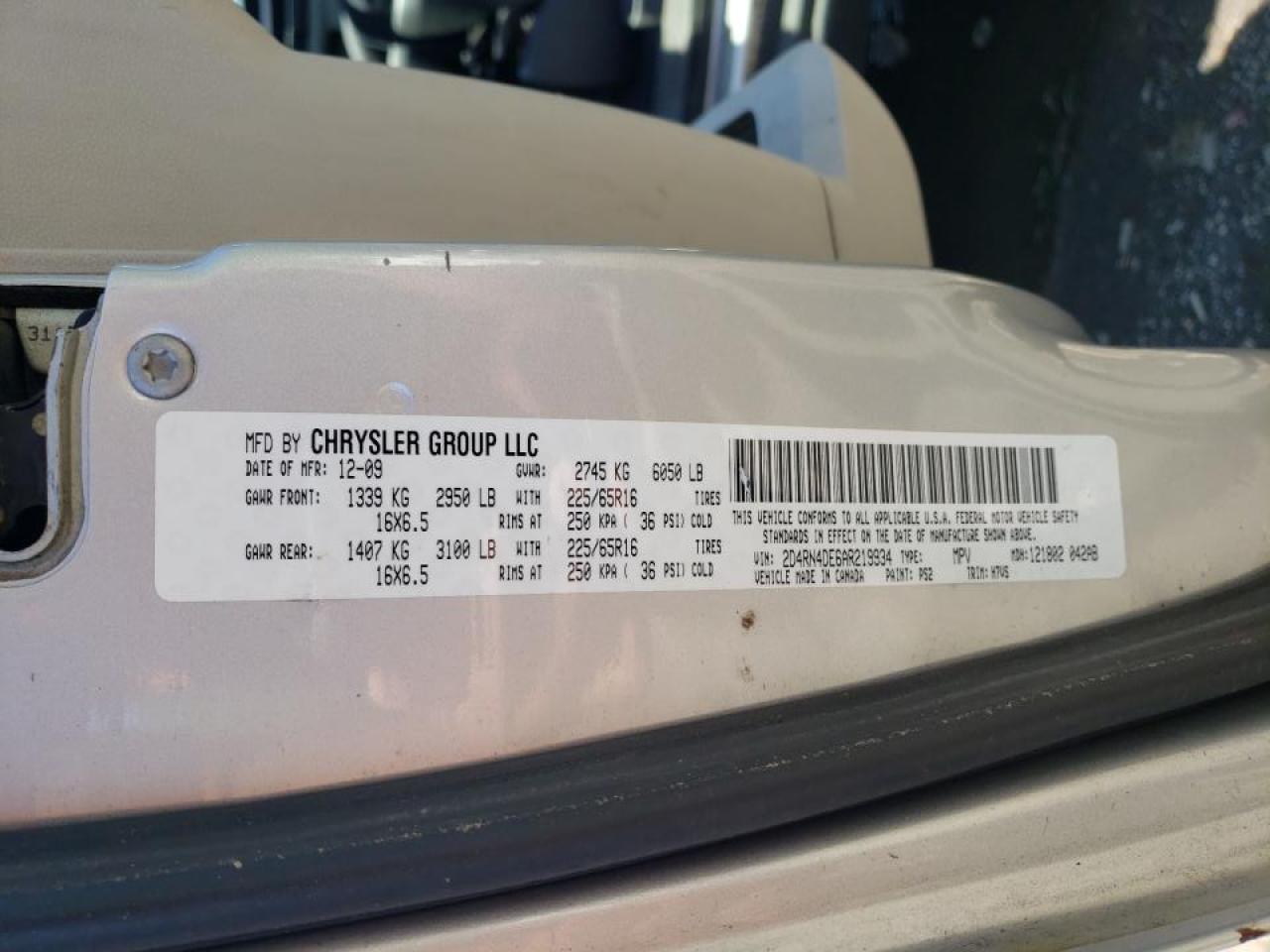 Photo 10 from auction – 2010 DODGE GRAND CARA with VIN 2D4RN4DE6AR219934
