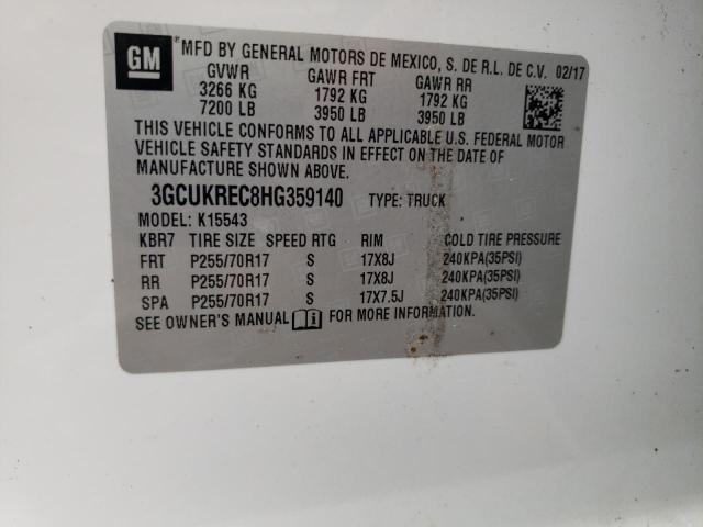 Photo 10 from auction – 2017 CHEVROLET SILVERADO with VIN 3GCUKREC8HG359140