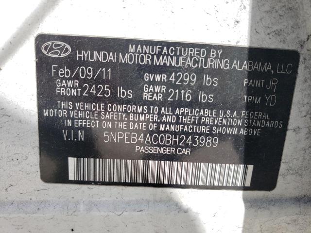Photo 10 from auction – 2011 HYUNDAI SONATA GLS with VIN 5NPEB4AC0BH243989