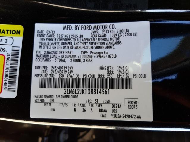 LINCOLN MKZ 2013 with VIN 3LN6L2JK1DR814561 - Photo from auction