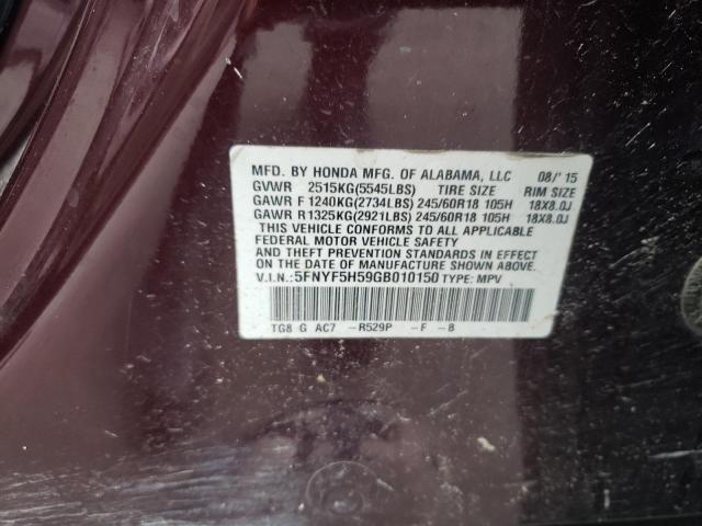 Photo 10 from auction – 2016 HONDA PILOT EXL with VIN 5FNYF5H59GB010150