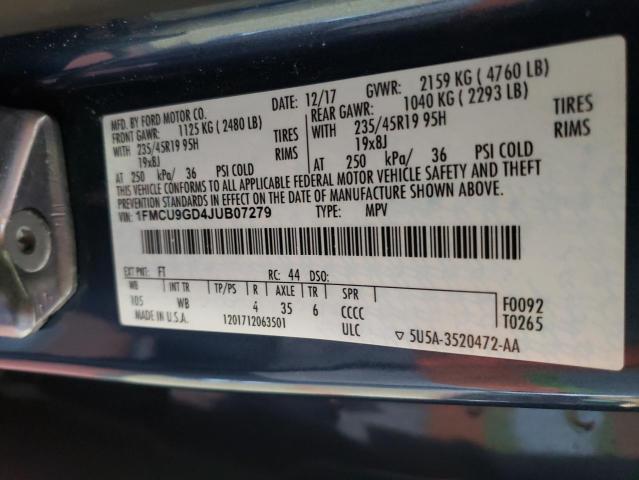Photo 10 from auction – 2018 FORD ESCAPE SE with VIN 1FMCU9GD4JUB07279