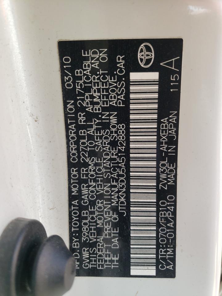 Photo 10 from auction – 2010 TOYOTA PRIUS with VIN JTDKN3DU5A5142888