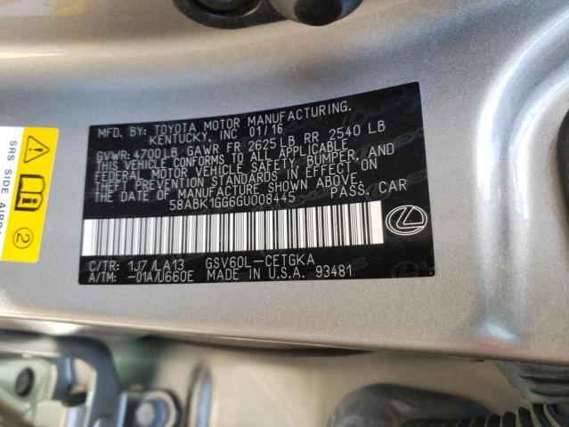 Photo 10 from auction – 2016 LEXUS ES 350 with VIN 58ABK1GG6GU008445
