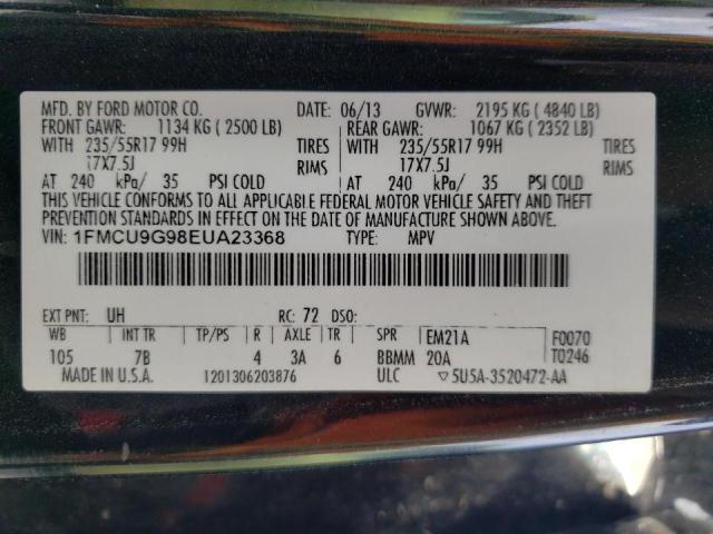 Photo 10 from auction – 2014 FORD ESCAPE SE with VIN 1FMCU9G98EUA23368