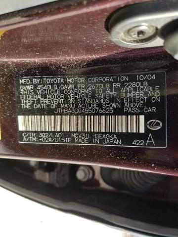 Photo 10 from auction – 2005 LEXUS ES 330 with VIN JTHBA30G455076625
