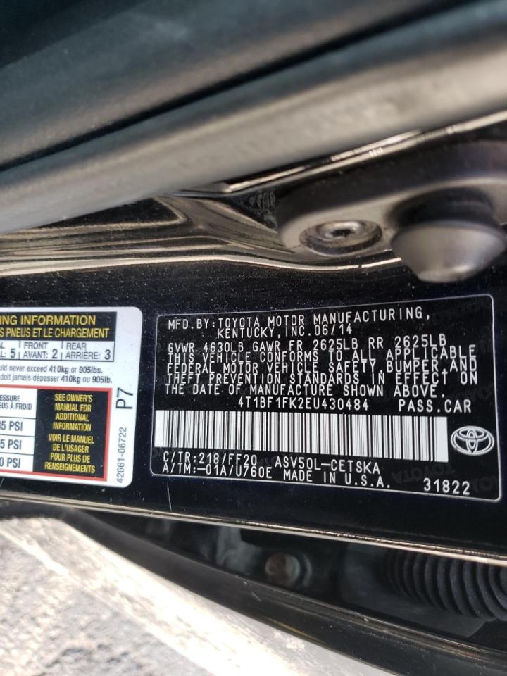 Photo 10 from auction – 2014 TOYOTA CAMRY L with VIN 4T1BF1FK2EU430484