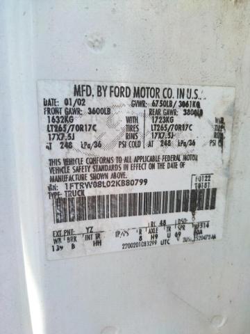 Photo 10 from auction – 2002 FORD F150 SUPER with VIN 1FTRW08L02KB80799