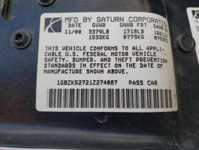 Photo 10 from auction – 2001 SATURN SL2 with VIN 1G8ZK52721Z274087