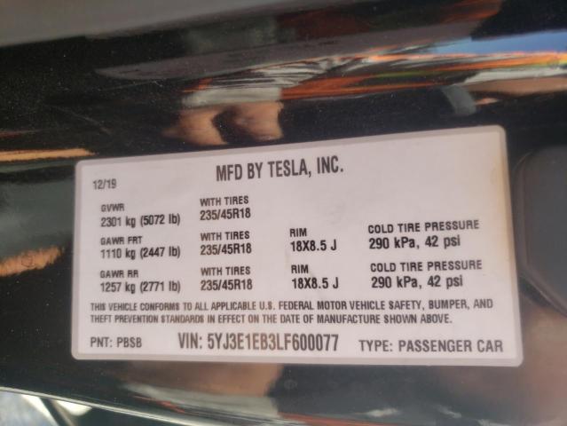 Photo 10 from auction – 2020 TESLA MODEL 3 with VIN 5YJ3E1EB3LF600077