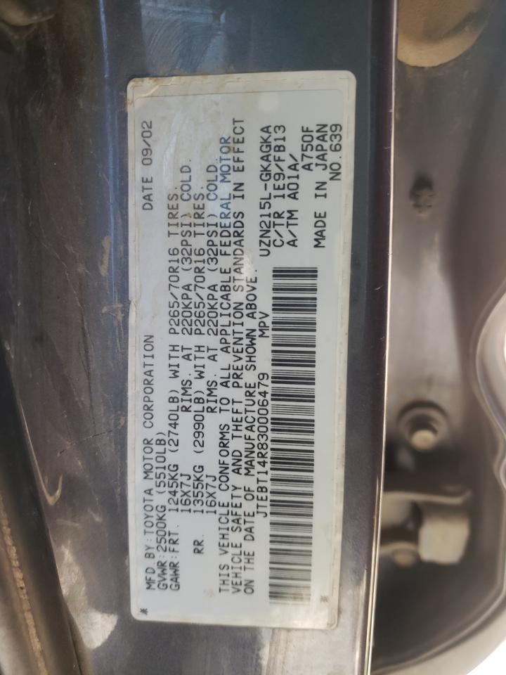 Photo 10 from auction – 2003 TOYOTA 4RUNNER SR with VIN JTEBT14R830006479
