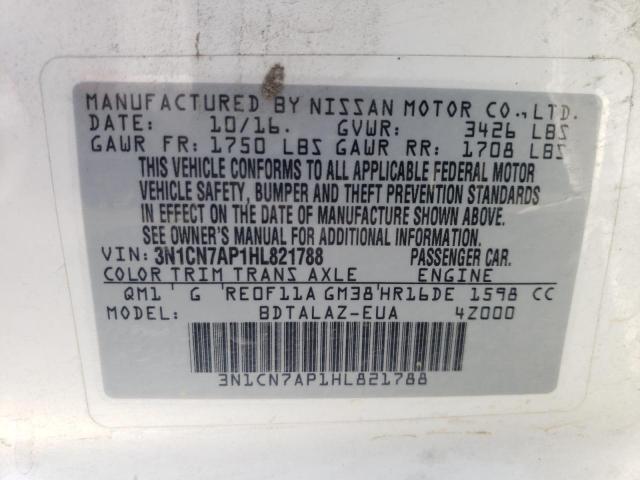 Photo 10 from auction – 2017 NISSAN VERSA S with VIN 3N1CN7AP1HL821788