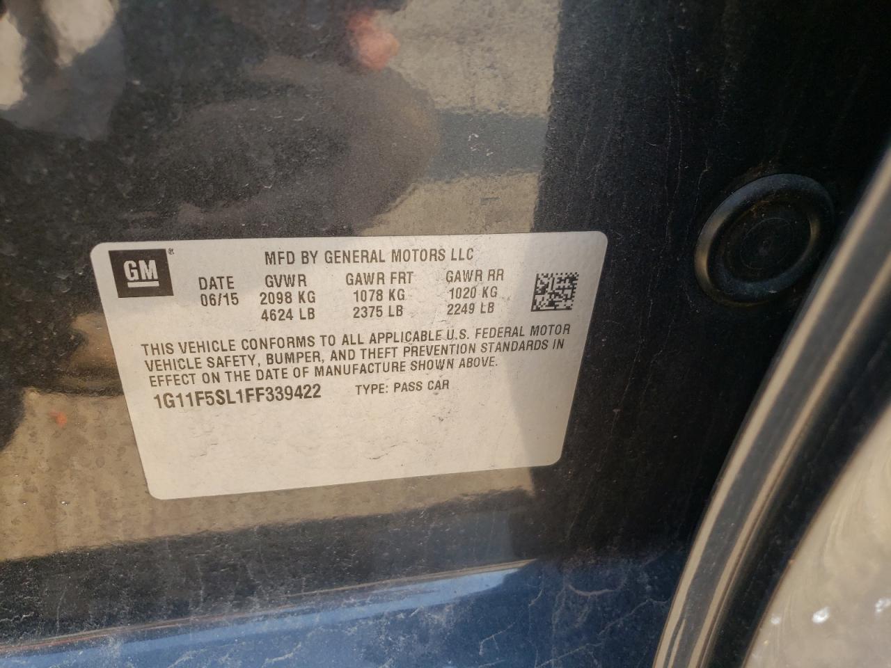 Photo 10 from auction – 2015 CHEVROLET MALIBU LTZ with VIN 1G11F5SL1FF339422