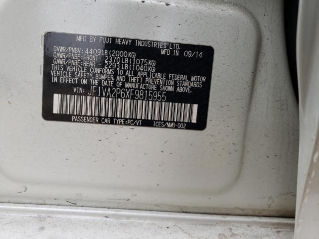 Photo 10 from auction – 2015 SUBARU WRX STI with VIN JF1VA2P6XF9815955