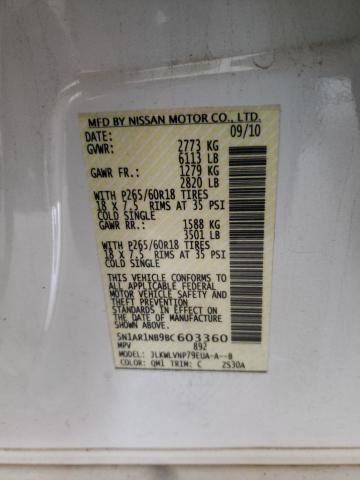 Photo 10 from auction – 2011 NISSAN PATHFINDER with VIN 5N1AR1NB9BC603360