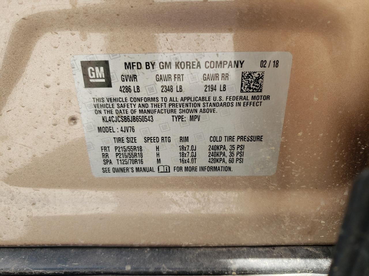 Photo 10 from auction – 2008 BUICK ENCORE with VIN KL4CJCSB6JB650543